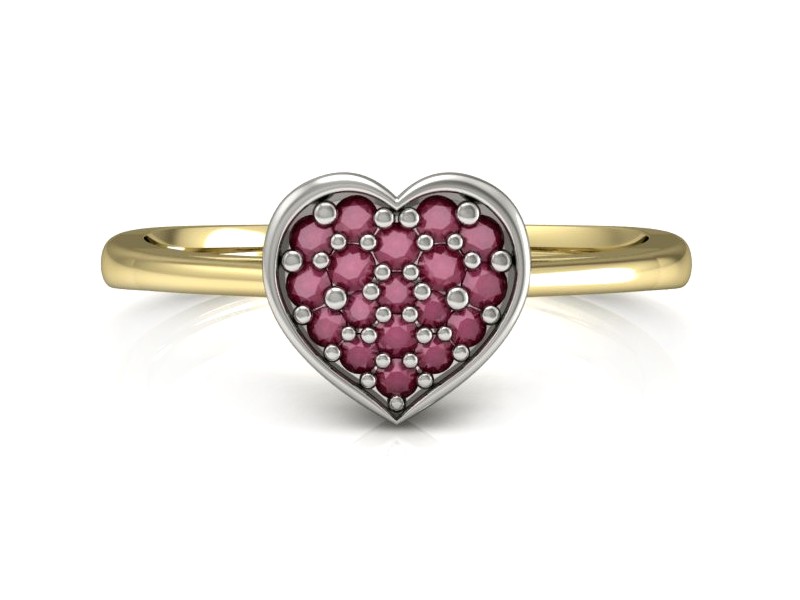 Pierścionek z rubinami białe i żółte złoto - p16018zbr — zdjęcie 5