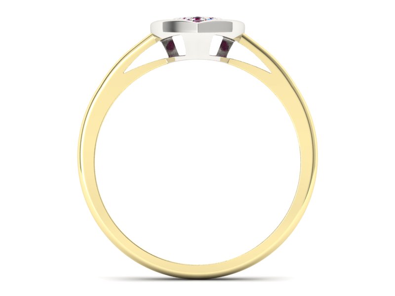 Pierścionek z rubinami białe i żółte złoto - p16018zbr — zdjęcie 2
