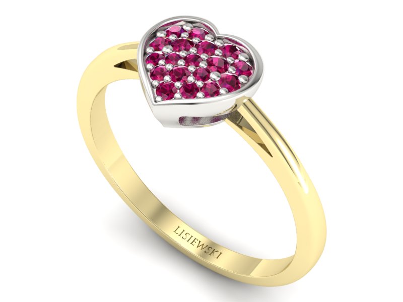 Pierścionek z rubinami białe i żółte złoto - p16018zbr — zdjęcie 3