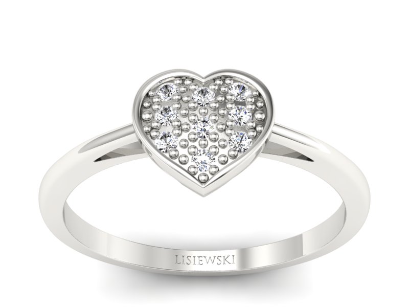 Pierścionek zaręczynowy z brylantami białe złoto - p16019b