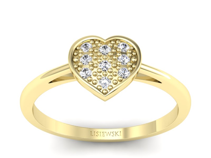 Pierścionek zaręczynowy z brylantami żółte złoto - p16019z