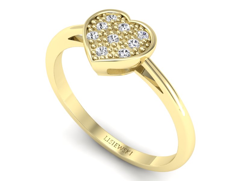 Pierścionek zaręczynowy z brylantami żółte złoto - p16019z — zdjęcie 3