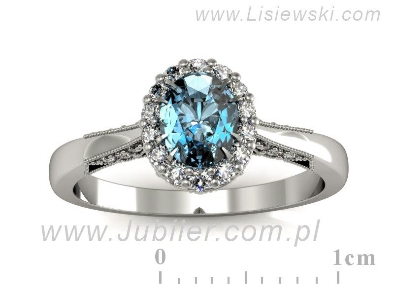 Złoty pierścionek z akwamarynem i brylantami - p16020bakw — zdjęcie 4