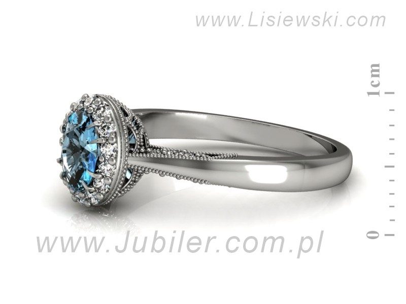 Złoty pierścionek z akwamarynem i brylantami - p16020bakw — zdjęcie 5