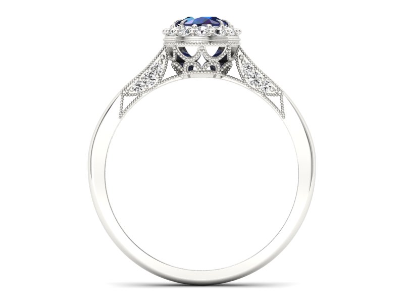Pierścionek z szafirem i brylantami białe złoto - p16020bsz — zdjęcie 2