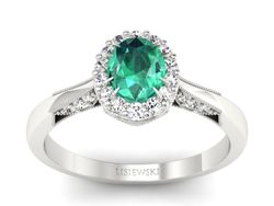 Złoty Pierścionek ze szmaragdem i brylantami - p16020bszm