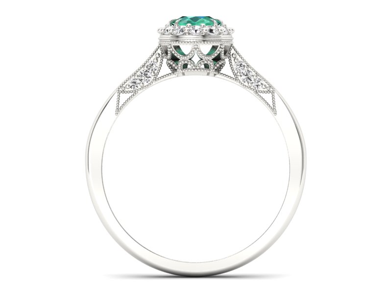 Złoty pierścionek ze szmaragdem i brylantami - p16020bszm — zdjęcie 2