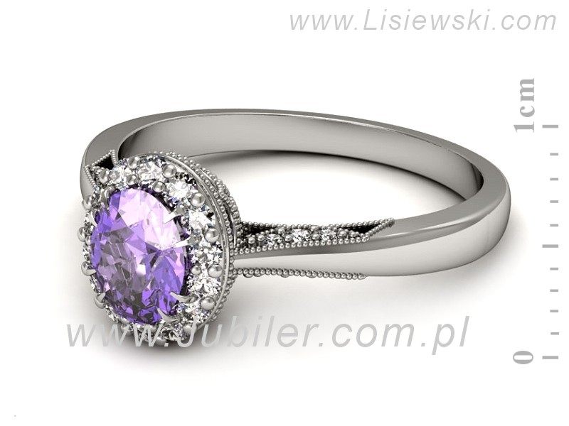 Pierścionek z tanzanitem białe złoto z brylantami - p16020bt — zdjęcie 5