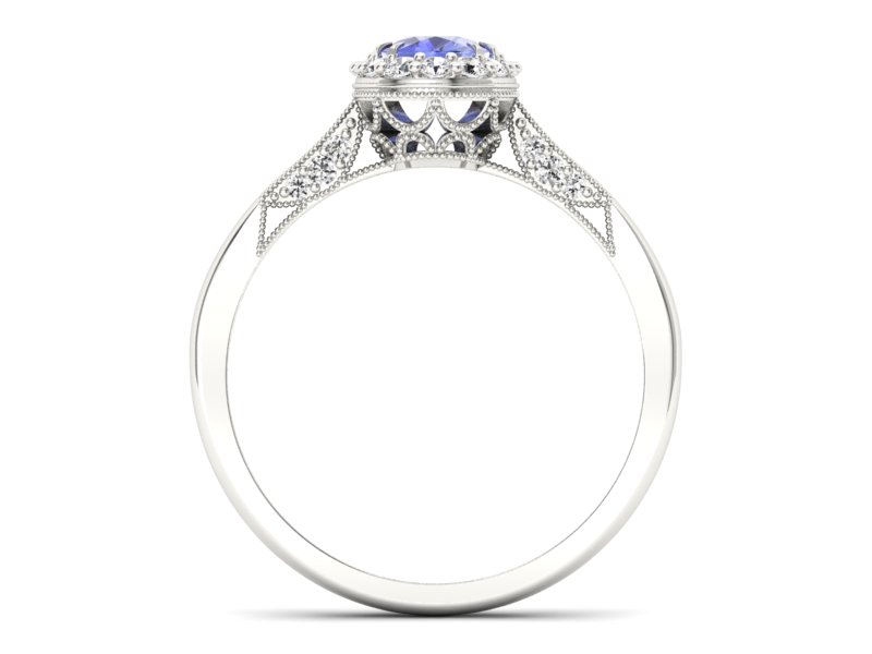 Pierścionek z tanzanitem białe złoto z brylantami - p16020bt — zdjęcie 2
