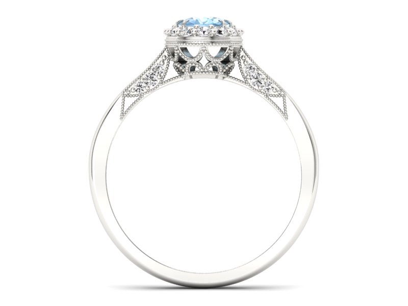 Pierścionek z topazem i brylantami białe złoto - p16020btop — zdjęcie 2