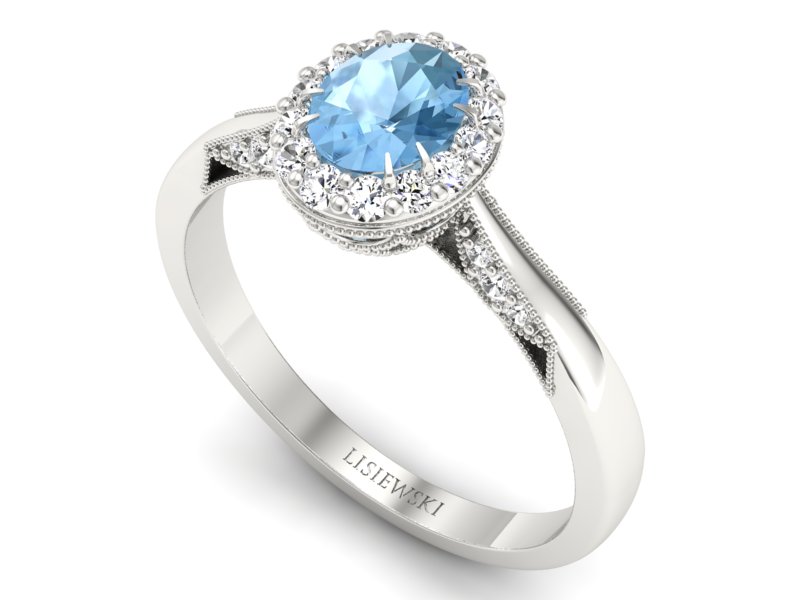 Pierścionek z topazem i brylantami białe złoto - p16020btop — zdjęcie 3