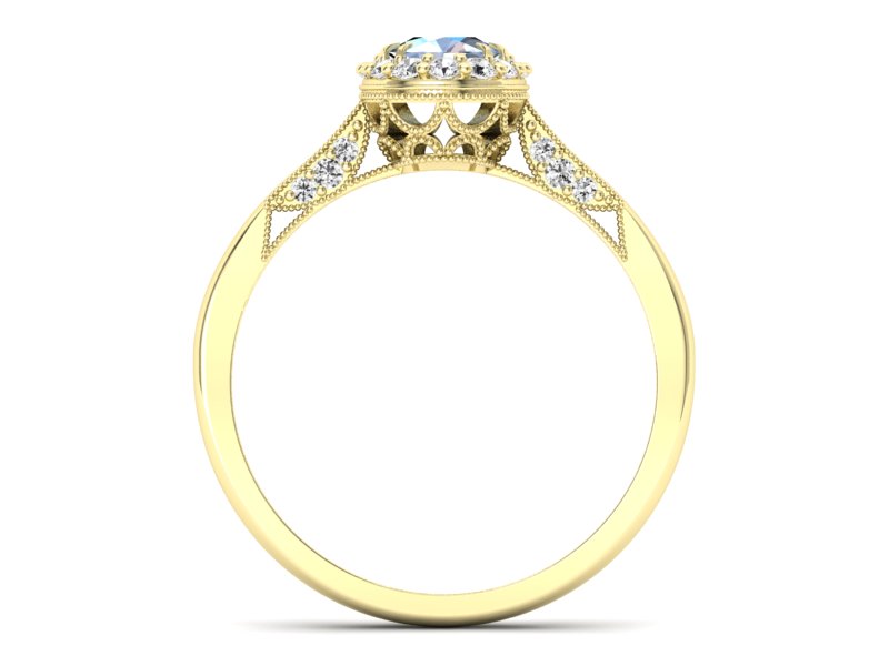 Pierścionek z akwamarynem brylanty żółte złoto - p16020zakw — zdjęcie 2