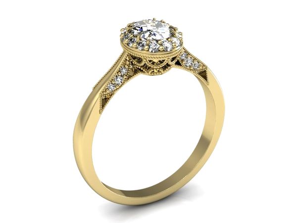 Złoty Pierścionek zaręczynowy z diamentami - p16020zbr_SI_H