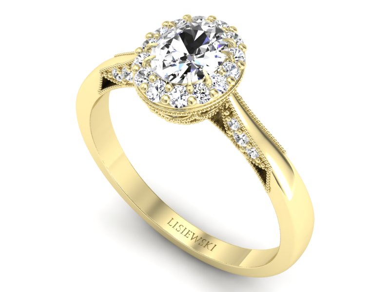 Złoty pierścionek zaręczynowy z diamentami - p16020zbr_SI_H — zdjęcie 3