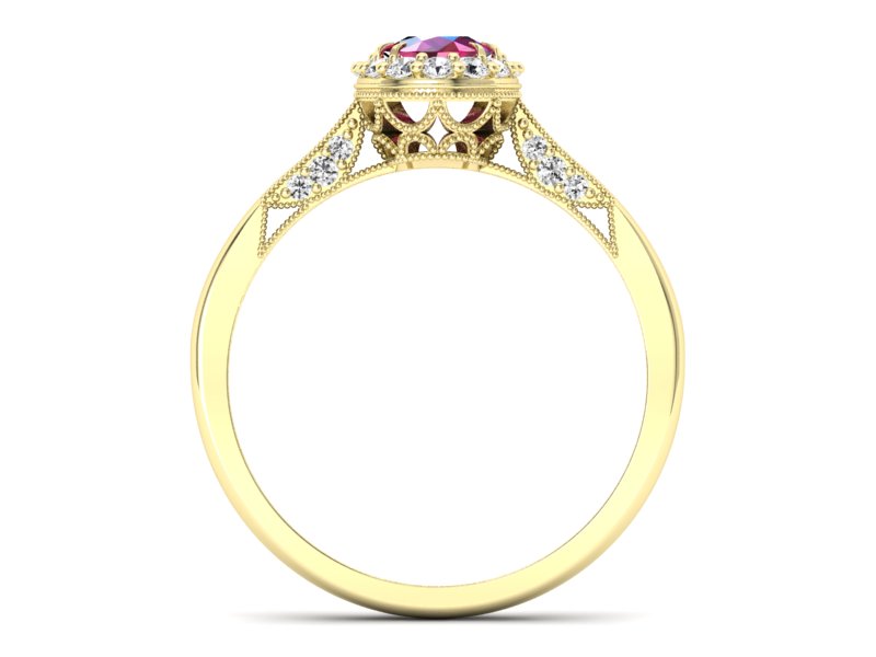 Pierścionek zaręczynowy z rubinem i brylantami - p16020zr — zdjęcie 2