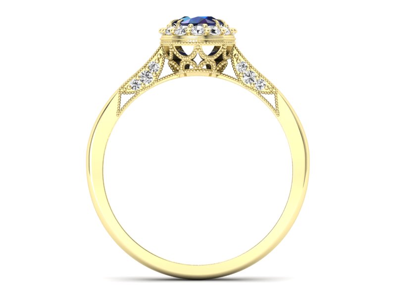 Pierścionek z szafirem i brylantami żółte złoto - p16020zsz — zdjęcie 2