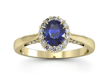 Złoty pierścionek z szafirem i diamentami 585 - p16020zszc - 1