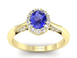 Złoty pierścionek z szafirem i diamentami - p16020zszc