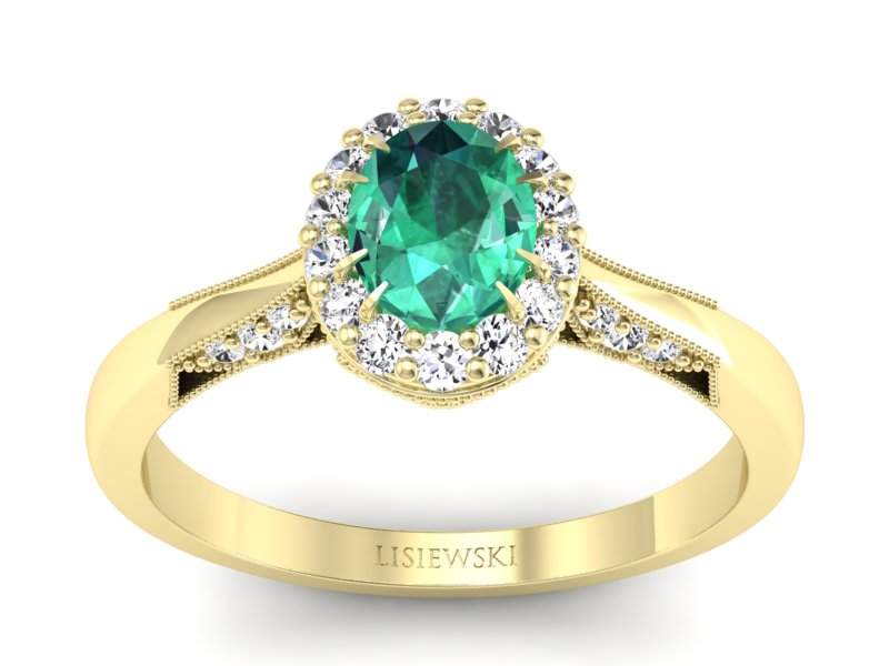 Pierścionek ze szmaragdem i diamentem - p16020zszm