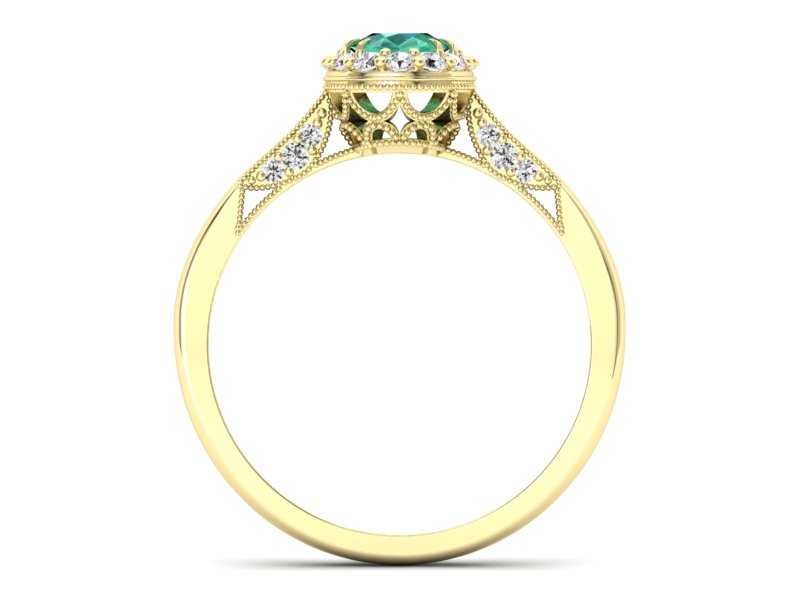 Pierścionek ze szmaragdem i diamentem - p16020zszm — zdjęcie 2