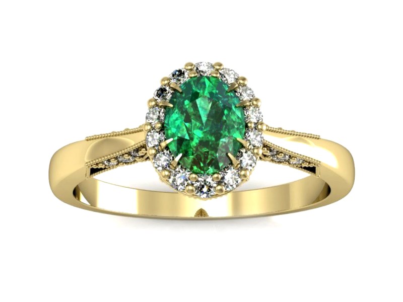 Pierścionek ze szmaragdem i diamentem - p16020zszm — zdjęcie 4