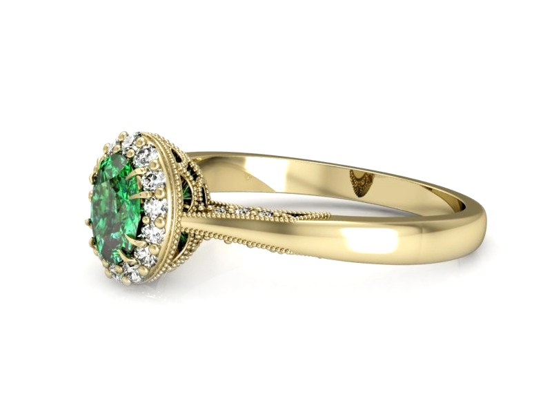 Pierścionek ze szmaragdem i diamentem - p16020zszm — zdjęcie 5