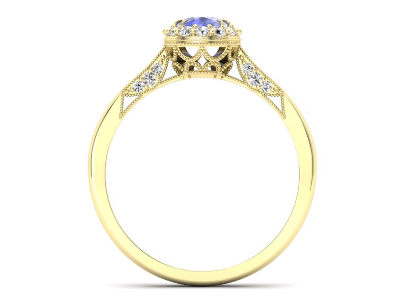 Pierścionek z tanzanitem i brylantami żółte złoto - p16020zt — zdjęcie 2