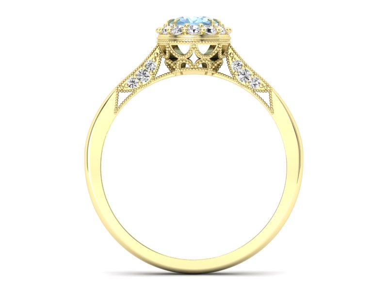 Pierścionek z topazem i brylantami żółte złoto - p16020ztop — zdjęcie 2