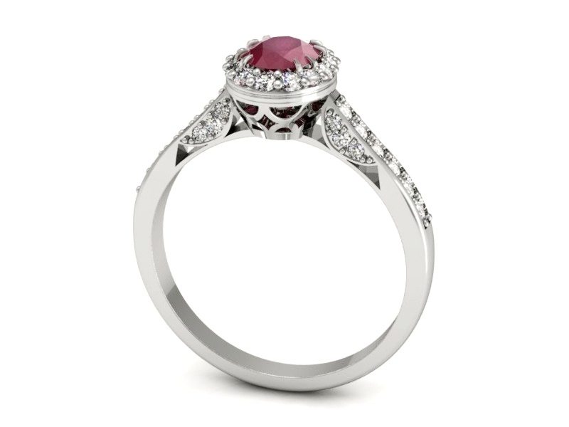 Pierścionek zaręczynowy z rubinem i brylantami - p16021br — zdjęcie 3