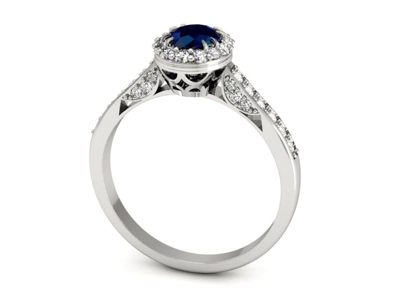 Pierścionek z szafirem i brylantami białe złoto - p16021bsz — zdjęcie 3