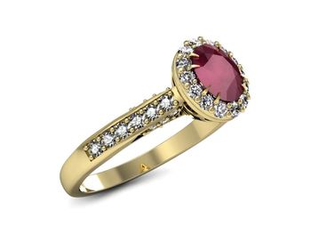 Zaręczynowy pierścionek z rubinem i diamentami - p16021zr - 1