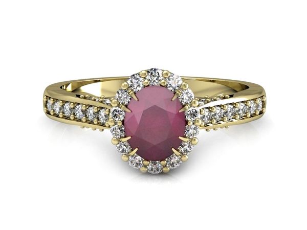 Zaręczynowy pierścionek z rubinem i diamentami - p16021zr