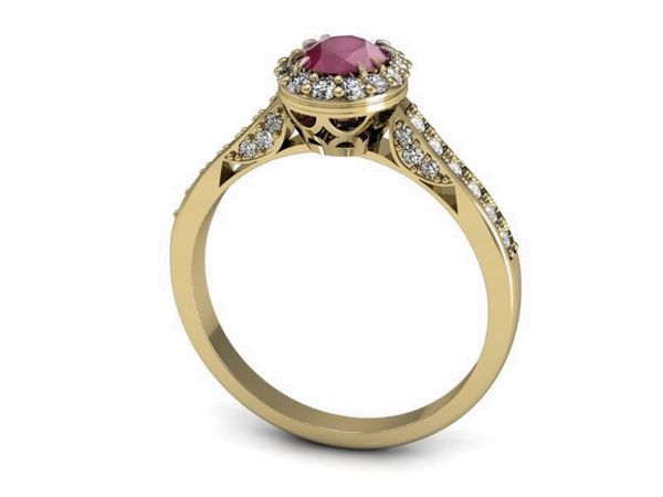 Zaręczynowy pierścionek z rubinem i diamentami - p16021zr