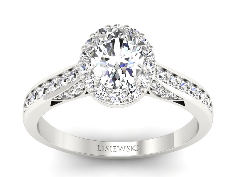 Pierścionek zaręczynowy z diamentami białe złoto - p16022b