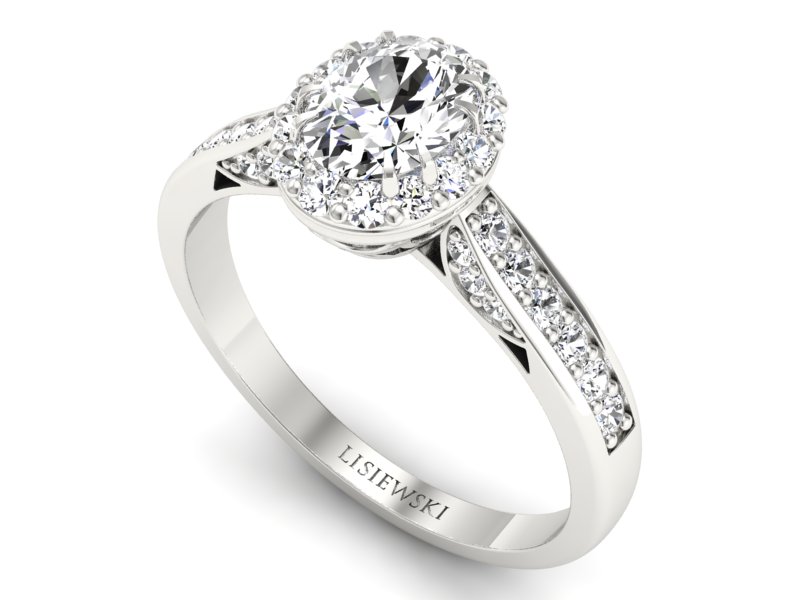 Pierścionek zaręczynowy z diamentami białe złoto - p16022b — zdjęcie 3