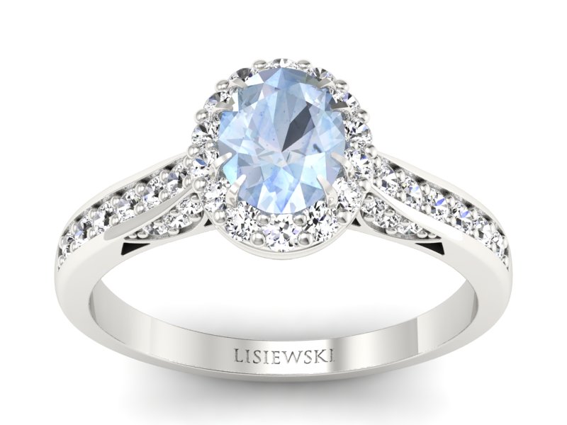 Złoty pierścionek z akwamarynem i brylantami - p16022bakw