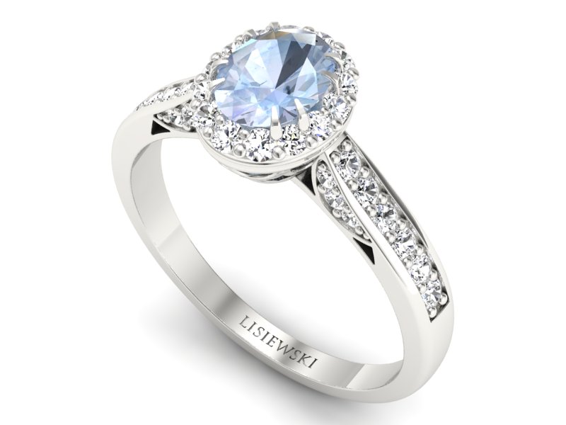 Złoty pierścionek z akwamarynem i brylantami - p16022bakw — zdjęcie 3