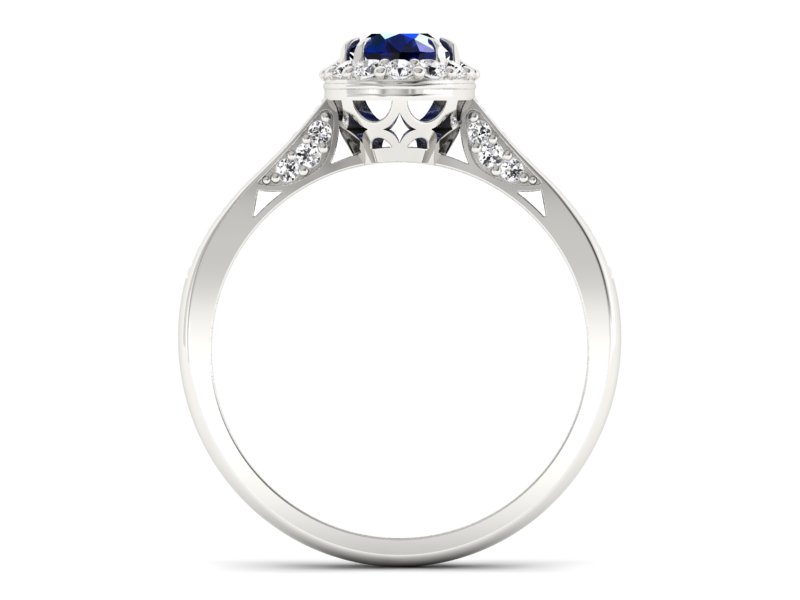 Pierścionek z szafirem i brylantami białe złoto - p16022bsz — zdjęcie 2