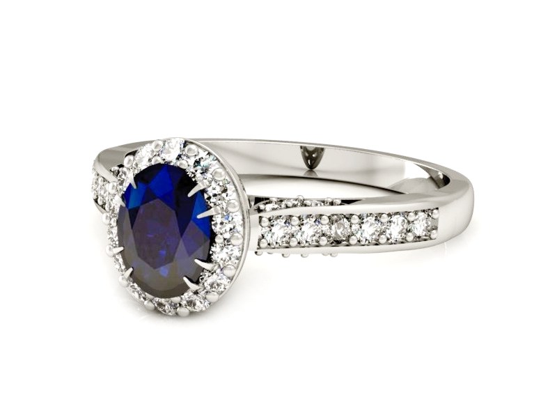 Pierścionek z szafirem i brylantami białe złoto - p16022bsz — zdjęcie 5