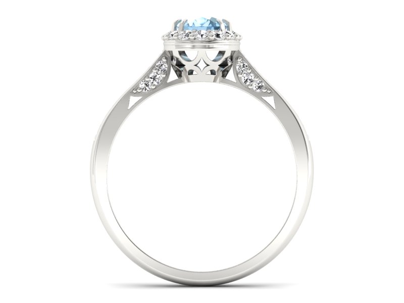 Pierścionek zaręczynowy z topazem i brylantami - p16022btop — zdjęcie 2