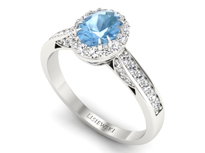 Pierścionek zaręczynowy z topazem i brylantami - p16022btop — zdjęcie 3