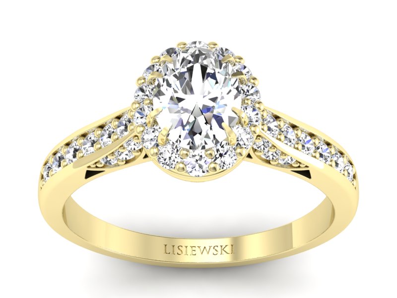 Złoty pierścionek z diamentami żółte złoto - p16022z