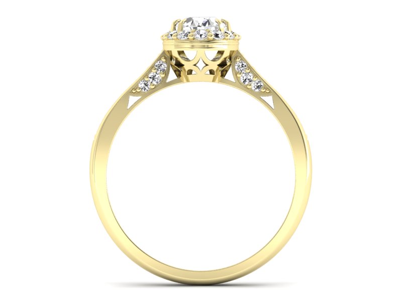 Złoty pierścionek z diamentami żółte złoto - p16022z — zdjęcie 2