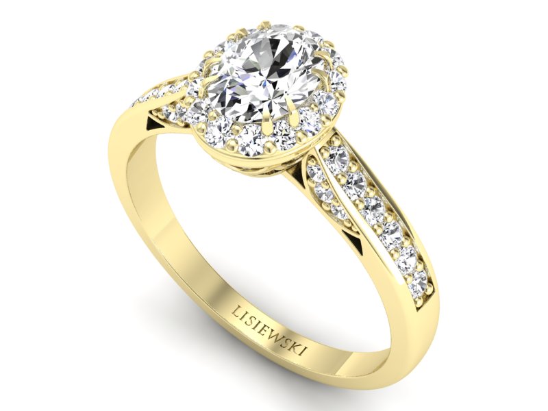 Złoty pierścionek z diamentami żółte złoto - p16022z — zdjęcie 3