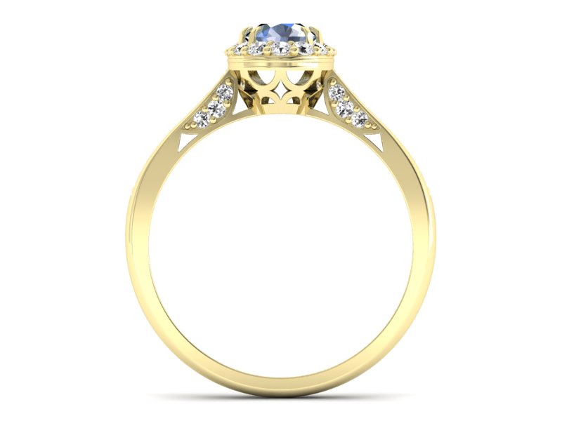 Pierścionek z akwamarynem brylanty żółte złoto - p16022zakw — zdjęcie 2