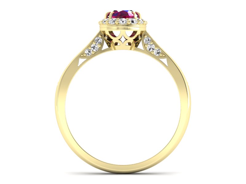 Pierścionek zaręczynowy z rubinem z brylantami - p16022zr — zdjęcie 2