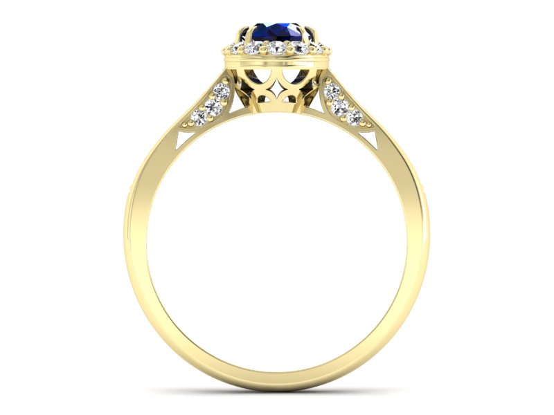 Pierścionek z szafirem i brylantami żółte złoto - p16022zsz — zdjęcie 2