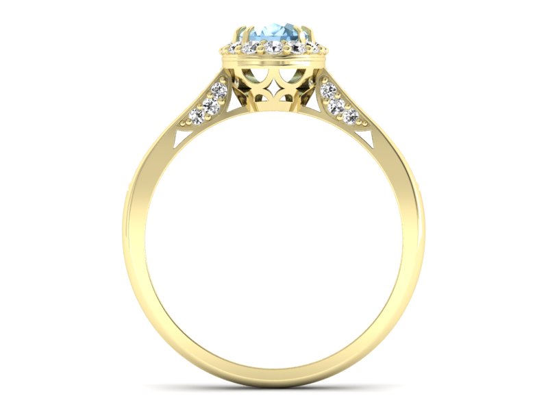 Pierścionek z topazem i brylantami żółte złoto - p16022ztop — zdjęcie 2