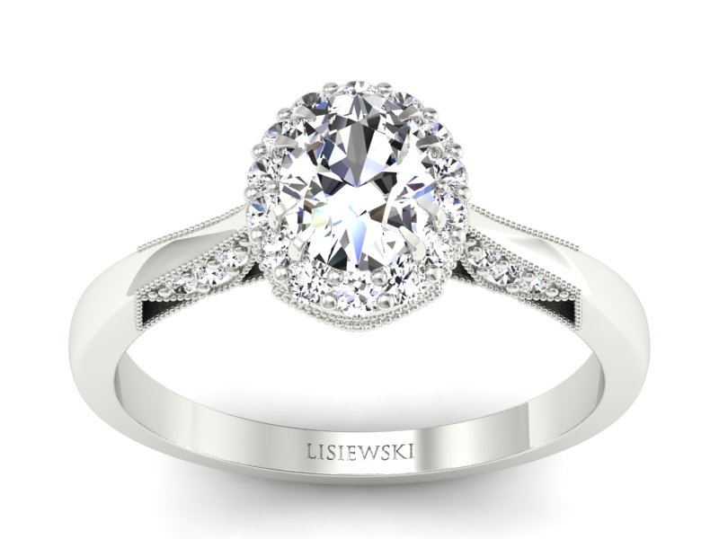 Złoty pierścionek z diamentami białe złoto - p16023b