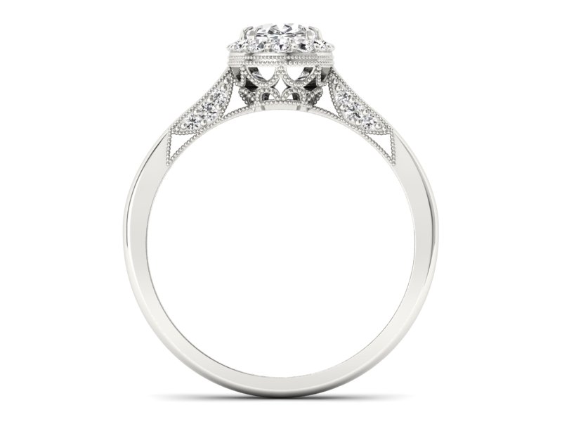 Złoty pierścionek z diamentami białe złoto - p16023b — zdjęcie 2